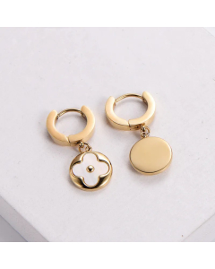 Simple Style Flower Titanium Steel Hoop Earrings Gold Plated Shell Stainless Steel Earrings