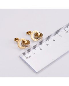 Fashion Round Number Titanium Steel Ear Studs Plating Zircon Stainless Steel Earrings