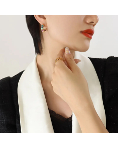 French Style C Shape Titanium Steel Earrings Stoving Varnish Stainless Steel Earrings