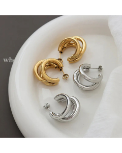 Retro C Shape Titanium Steel Earrings Plating Stainless Steel Earrings