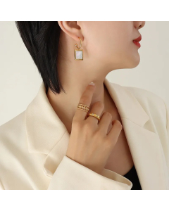 Elegant Square Titanium Steel Earrings Shell Stainless Steel Earrings