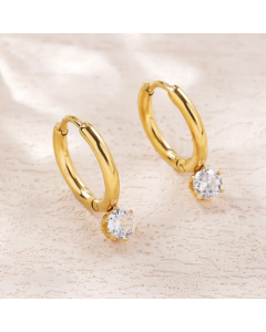 Glam Circle Titanium Steel Earrings Plating Artificial Rhinestones Stainless Steel Earrings_colorza_3