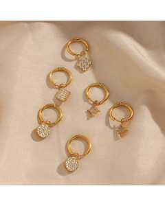 Fashion Geometric Stainless Steel Earrings Zircon Stainless Steel Earrings