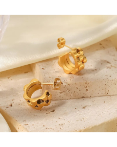 Retro C Shape Geometric Stainless Steel Earrings Hollow Out Stainless Steel Earrings