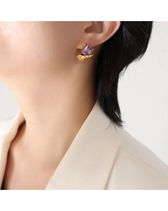 Retro Geometric Titanium Steel Earrings Zircon Stainless Steel Earrings