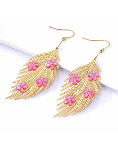 Simple Style Leaves Stainless Steel Drop Earrings Plating Inlay Zircon Stainless Steel Earrings