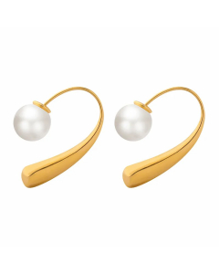 Simple Style Geometric Titanium Steel Earrings Plating Artificial Pearls Stainless Steel Earrings
