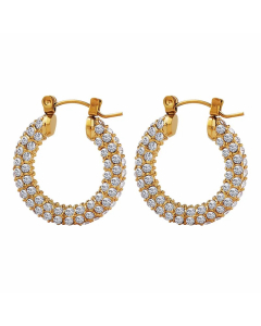 Luxurious Geometric Titanium Steel Earrings Inlay Zircon Stainless Steel Earrings