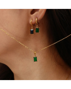 Fashion Square Stainless Steel Earrings Plating Zircon Stainless Steel Earrings