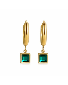 Simple Style Square Stainless Steel Earrings Plating Zircon Stainless Steel Earrings