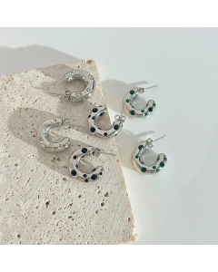 Luxurious Letter Stainless Steel Ear Studs Rhinestone Stainless Steel Earrings