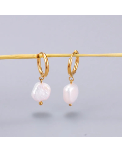 Elegant Geometric Titanium Steel Drop Earrings Plating Pearl Stainless Steel Earrings