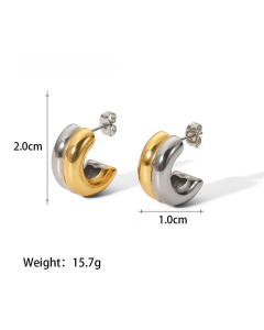 Simple Style C Shape Stainless Steel Ear Studs Plating Stainless Steel Earrings