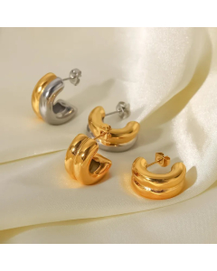 Simple Style C Shape Stainless Steel Ear Studs Plating Stainless Steel Earrings_colorza_2