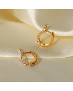 Fashion Oval Stainless Steel Hoop Earrings Plating Zircon Stainless Steel Earrings