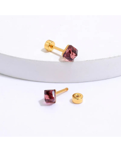 Simple Style Square Stainless Steel Ear Studs Plating Inlay Zircon Stainless Steel Earrings