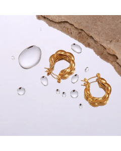 Simple Style Flower Stainless Steel Hoop Earrings Plating Stainless Steel Earrings