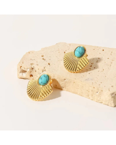 Fashion Sector Stainless Steel Ear Studs Gold Plated Turquoise Stainless Steel Earrings