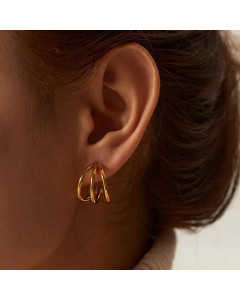 Fashion C Shape Stainless Steel Ear Studs Gold Plated Stainless Steel Earrings