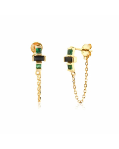 Cross Sterling Silver Earrings Inlaid Gemstone Gem Stainless Steel Earrings