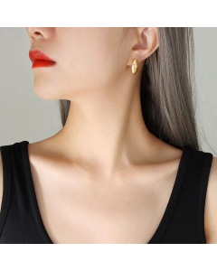 Simple Style Oval Titanium Steel Ear Studs Stainless Steel Earrings