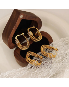 French Style U Shape Titanium Steel Earrings Zircon Stainless Steel Earrings