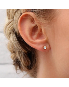 Simple Style Round Stainless Steel Ear Studs Inlay Rhinestone Stainless Steel Earrings