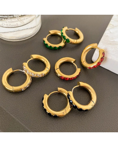Fashion Round Stainless Steel Earrings Plating Zircon Stainless Steel Earrings - Main Image