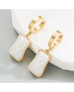 Fashion Geometric Titanium Steel Drop Earrings Plating Artificial Pearls Stainless Steel Earrings
