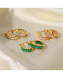 Luxurious Round Stainless Steel Earrings Plating Zircon Stainless Steel Earrings