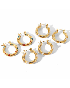 Fashion Geometric Stainless Steel Earrings Plating Pearl Zircon Stainless Steel Earrings