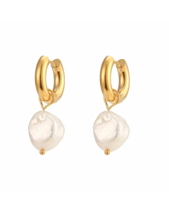 Elegant Geometric Stainless Steel Earrings Patchwork Inlay Artificial Pearls Stainless Steel Earrings