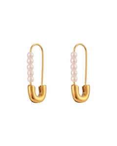 Fashion Geometric Stainless Steel Earrings Inlay Artificial Pearls Stainless Steel Earrings
