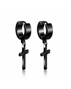 Simple Style Cross Stainless Steel Dangling Earrings Plating Stainless Steel Earrings 1 Set