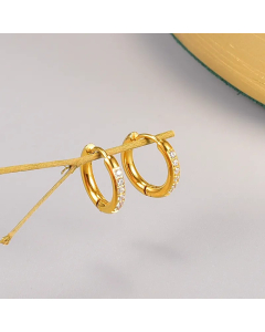 Fashion Geometric Titanium Steel Earrings Gold Plated Artificial Rhinestones Stainless Steel Earrings