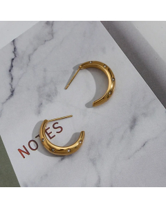 Retro C Shape Stainless Steel Earrings Inlay Zircon Stainless Steel Earrings