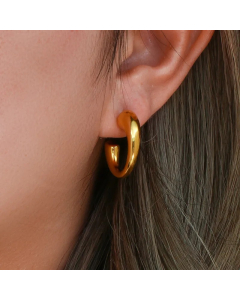 Retro C Shape Stripe Stainless Steel Earrings Plating Stainless Steel Earrings