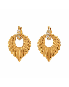 Fashion Leaf Stainless Steel Earrings Inlay Zircon Stainless Steel Earrings