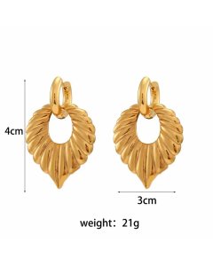 Fashion Leaf Stainless Steel Earrings Inlay Zircon Stainless Steel Earrings