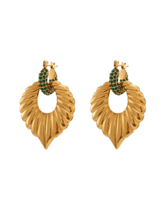 Fashion Leaf Stainless Steel Earrings Inlay Zircon Stainless Steel Earrings