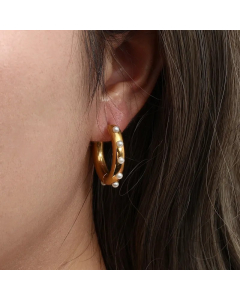 Fashion Geometric Stainless Steel Earrings Inlay Pearl Stainless Steel Earrings