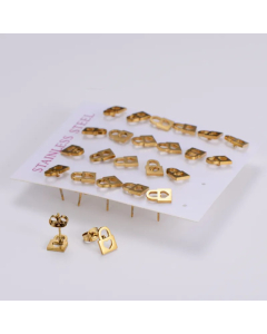 Simple Style Heart Shape Lock Titanium Steel Ear Studs Metal Stainless Steel Earrings 1 Set