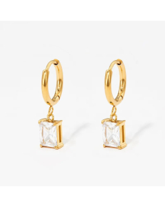 Fashion Square Stainless Steel Earrings Inlay Zircon Stainless Steel Earrings
