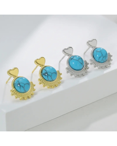 Fashion Geometric Stainless Steel Earrings Plating Turquoise Stainless Steel Earrings