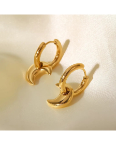 Fashion Moon Stainless Steel Earrings Gold Plated Stainless Steel Earrings