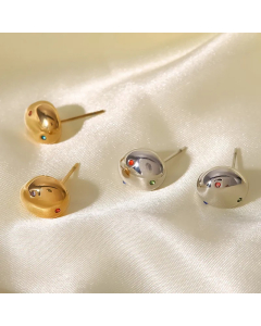 Cool Style Ball Stainless Steel Ear Studs Gold Plated Zircon Stainless Steel Earrings