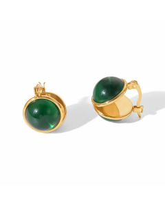 Fashion Solid Color Stainless Steel Earrings Gold Plated Glass Stainless Steel Earrings