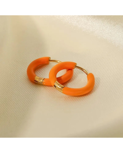 Fashion Solid Color Stainless Steel Earrings Enamel Gold Plated Stainless Steel Earrings
