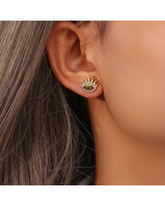 Fashion Devil Eye Stainless Steel Ear Studs Inlay Zircon Stainless Steel Earrings