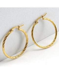 Simple Style Circle Stainless Steel Earrings Gold Plated Stainless Steel Earrings